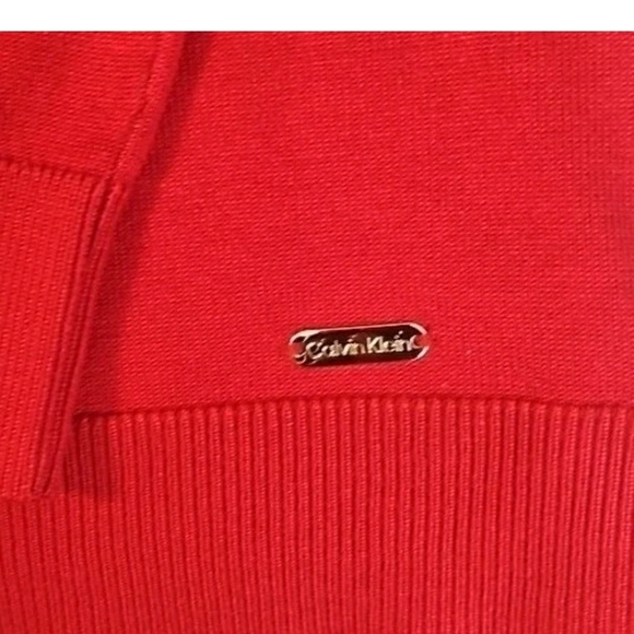 Calvin Klein Women L Red Gold Button NWT Retro Y2k Boho Cottage Holiday[1C] - Picture 2 of 10